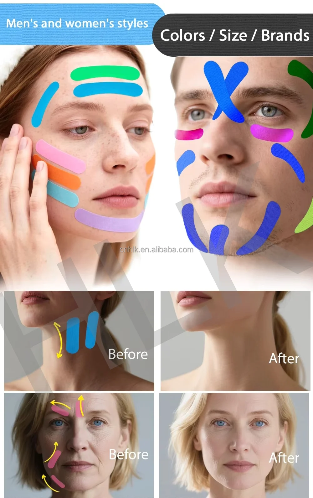 product hlk premium material beauty precut anti wrinkle private label kinesiology double chin lifting lift face tape for wrinkles face-3