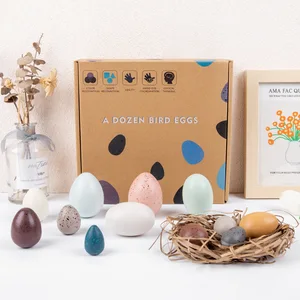 Unisex Children's Wooden Playhouse Artificial Bird Egg Colorful Bird Egg Photography Model Props for Personal Game Interaction