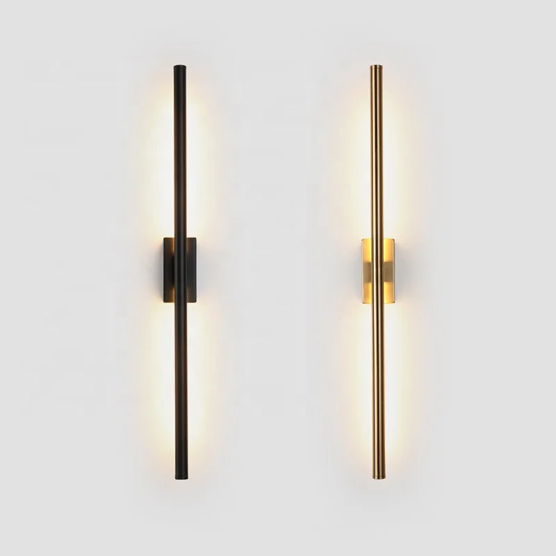 Modern Simple Linear Tube LED Wall Lamp up Down Background Opposite Wall Light LED Bedside Foyer Corridor Black Gold LED Sconce