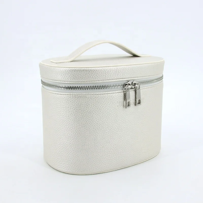 Stor kapasitet bærbar reisekosmetikkpose dobbel lag vannavvisende PU-stolpesekken med glidelås, mote