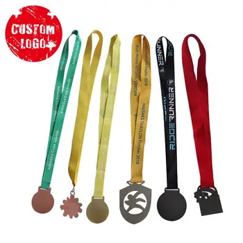 Gold Silver Copper Rose Gold Metal With Printed Lanyard Wholesale Award Custom Sports Medal Medal Custom