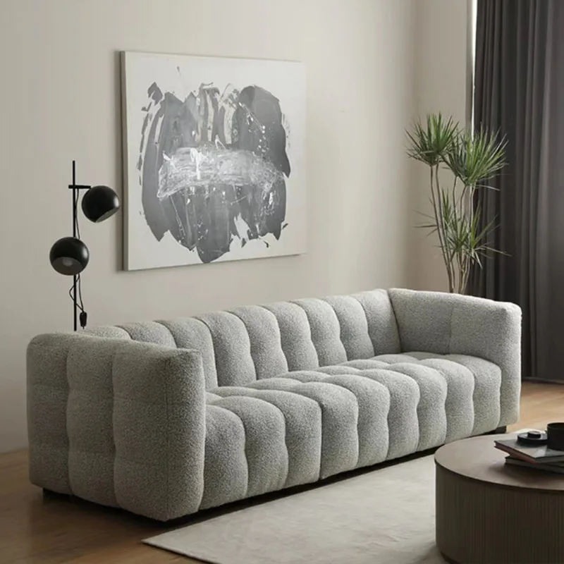Japanese-style Lambswool Sofa Italian-style Living Room Straight-row ...