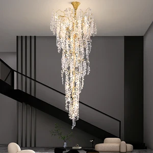 Zeal Lighting Duplex Building Staircase Glass Pendant Light Custom Long Stairwell Tree Branch Glass Chandeliers