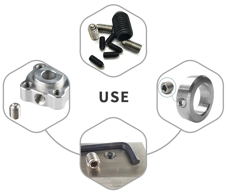 DIN934 din916 440 aluminum stainless steel m4 m2 m7 nylon knurled set flat point cup point hex hexagon socket set screws