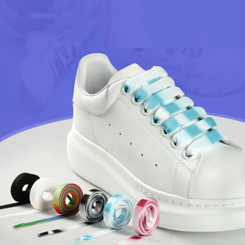 Flat Shoelaces for Sneaker Extra Wide 12mm Fashionable Shoe Laces Colorful  Printed Shoestring