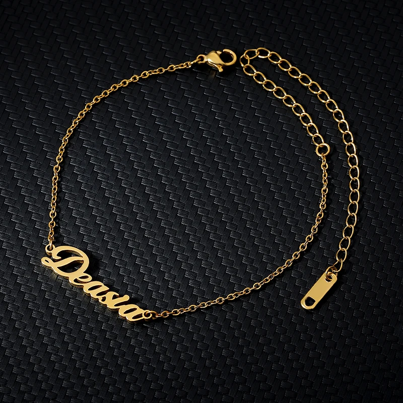 Qiuhan 18k Gold Chain Beach Sandal Personalized Anklet Foot Leg Jewelry Stainless Steel Custom Name Anklet