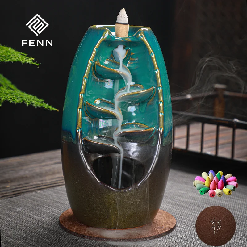 FENN Creative Design Ceramic Backflow Incense Burner Waterfall Incense Home Decoration Aroma Diffuser Ceramic Incense Burner