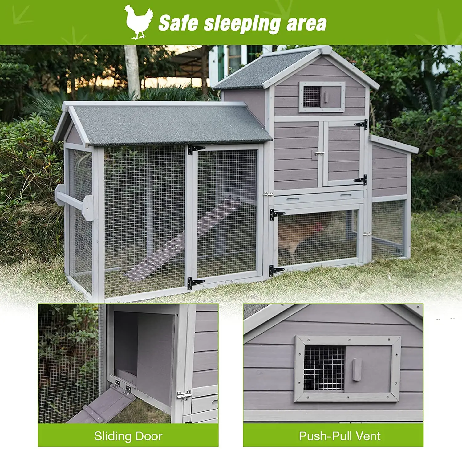 Chicken Coop With Run Outdoor Hen House Mobile Chicken Coop With ...