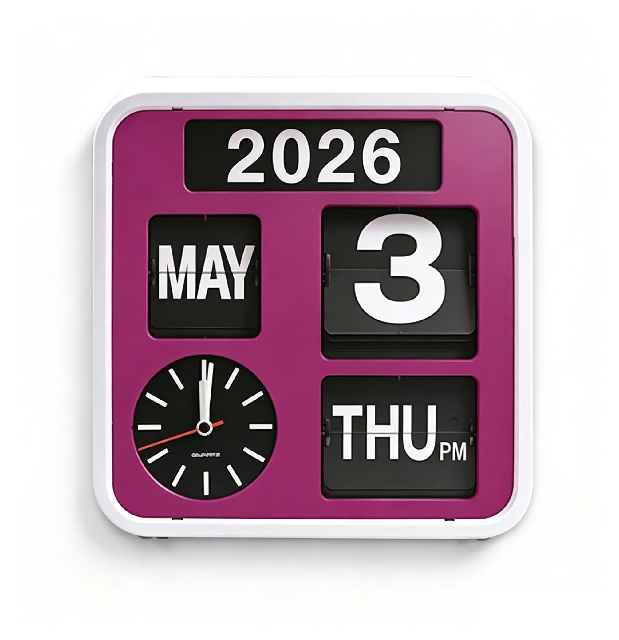 Modern Flip Calendar Clock - Decorative Quartz Analog Clock in