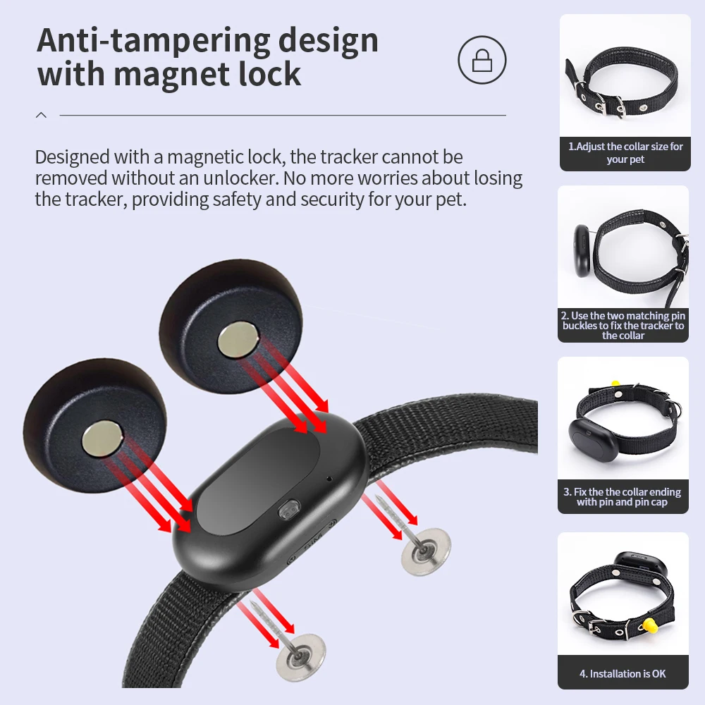 Smart 4G Pet GPS Tracker Factory OEM 1500mAh Long Standby Mini Dog GPS Collar Two Way Communication Free APP Track