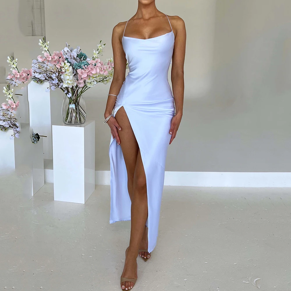 2023 Summer Elegant Ladies Prom Silk Dresses Women Luxury Silky Wedding ...
