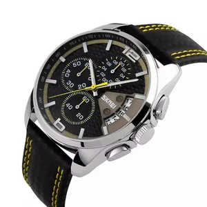New Luxury Quartz Chronograph Watch Casual Sport 30M Waterproof Leather Band Mens Watches