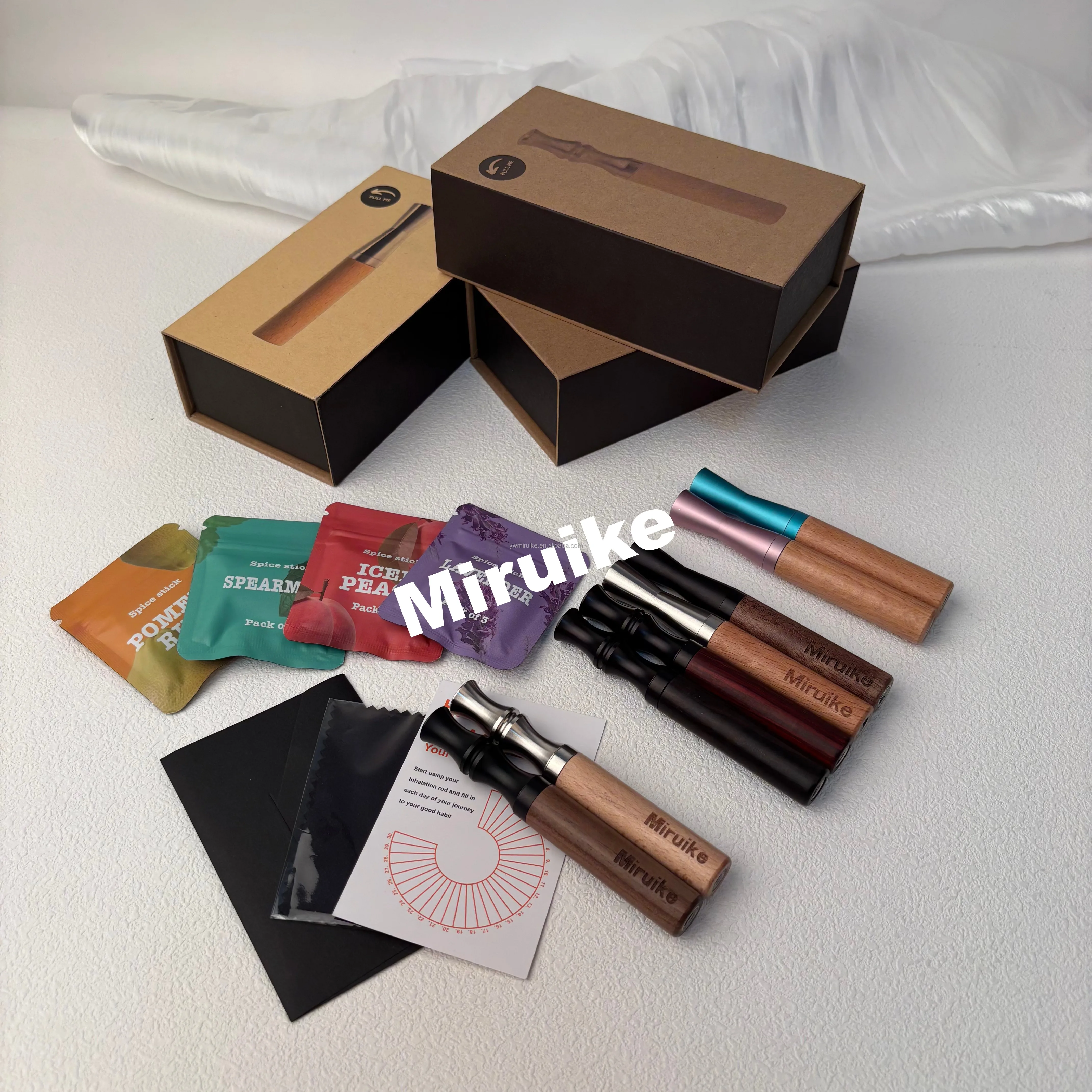 2025 Custom Insert Core Smokeless Wood Steel Stop Free Nicotin Quit Puff Air Inhaler Stick Breathing Necklace for Smoking