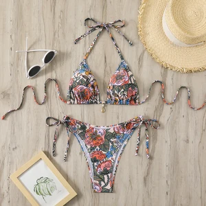 New Design Swimwear Push up Crotchless Thong High Waist Set Women Crochet Beachwear Xxl Girls Bikini