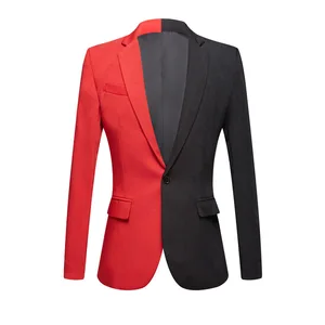 Color Matching Suit Men's Men's Dress Host Performance Studio Red Black and White Dress Coat