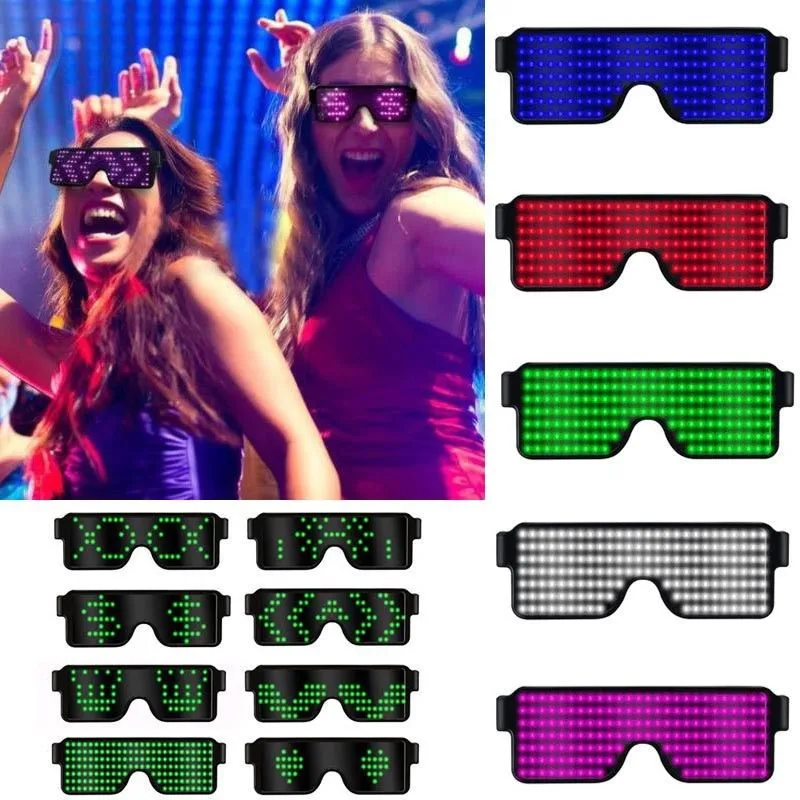 8 Modes Quick Flash USB Led Party USB charge Luminous Glasses Glow Sunglasses Christmas Concert light Toys Christmas decorations
