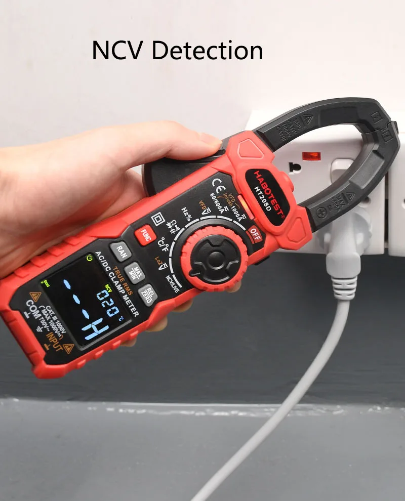 HABOTEST HT208D VFD Digit NCV Capacitance Frequency Inrush 1000A AC DC Amp Digital Clamp Meter Multimeter AC/DC CE