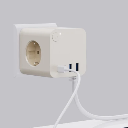 KC Portable Cube Power Socket EU Standard Smart Plug with 3 AC Outlets 2 USB and 2 TYPE-C 16A Rated Current 1.4M Cable