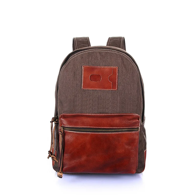 retro cotton and linen mochila small school backpack laptop bag