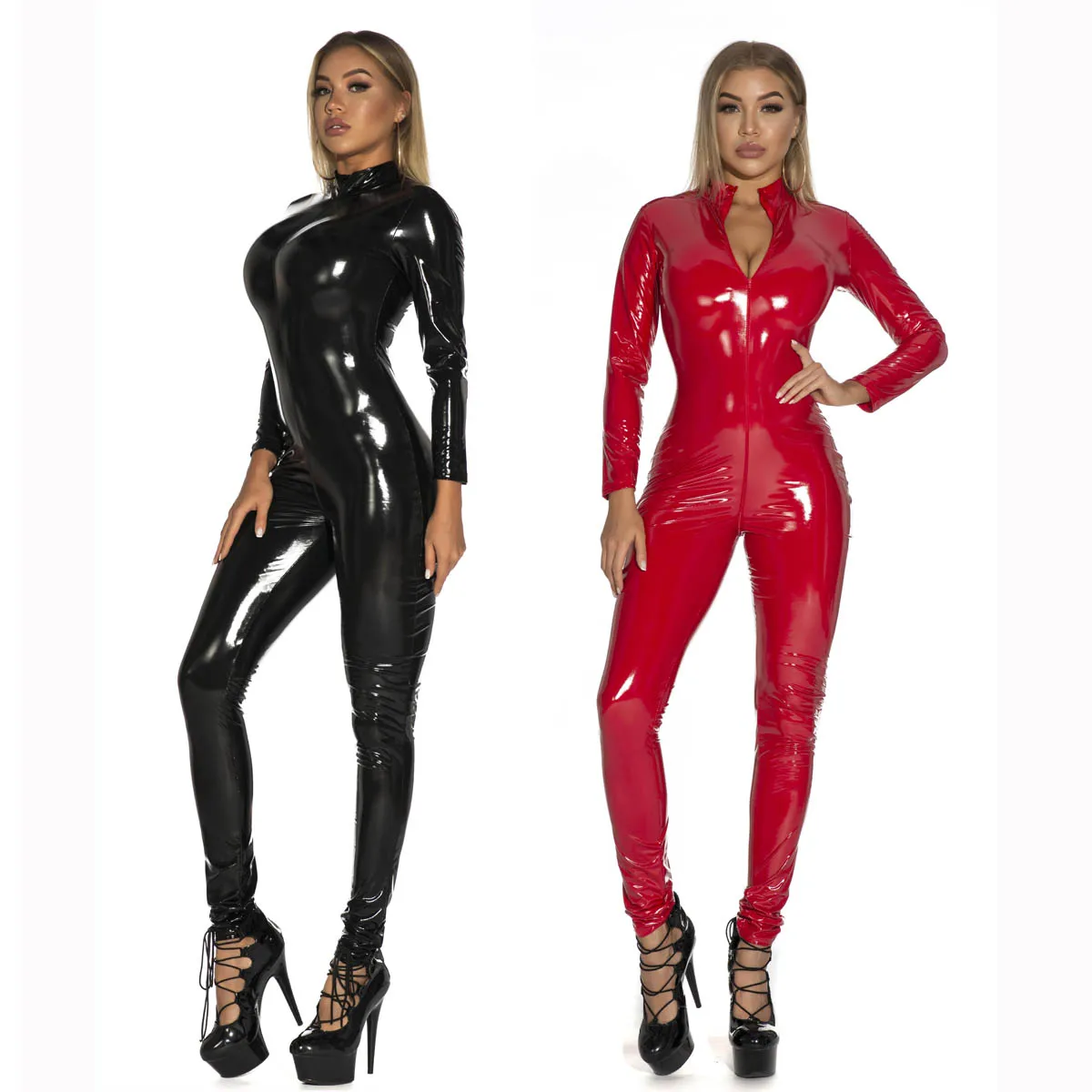 Tute Da Donna In Ecopelle Catsuit In Lattice Di Grandi Dimensioni Tuta Nera  In Pvc Wetlook Body Aderente Sexy Con Apertura Sul Cavallo Clubwear - Buy  Tute Da Donna,Body In Pvc,Catsuit Product