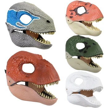 Halloween Dinosaur Mask Open Mouth Latex Horror Dinosaur Headgear Halloween Party Cosplay Costume Scared Mask Free Ship