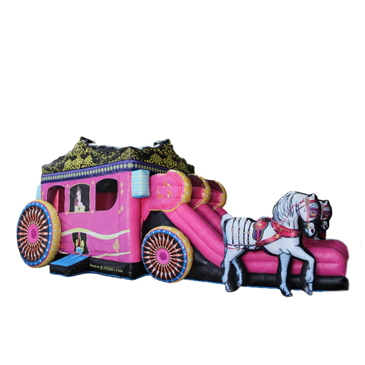 New Design Commercial Rental Giant Princess Horse Inflatable Slide Castle Outdoor Trampolines Games Kids Bouncing Play House