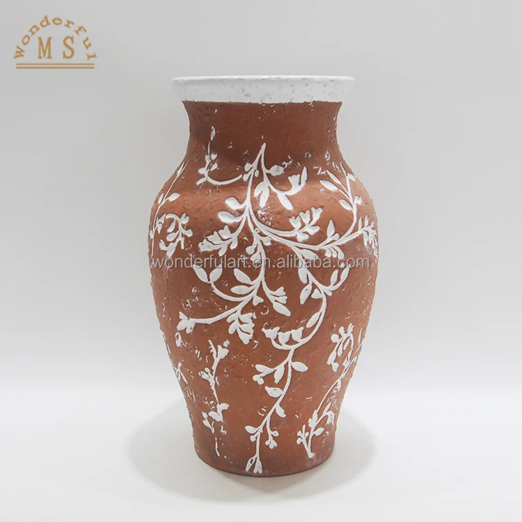 Terracotta Embossed Planter Pots Ceramic Painting Flower Pot Garden Pot for Home Decoration