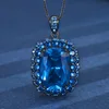 Black gold Blue pointed crystal pendant with chain