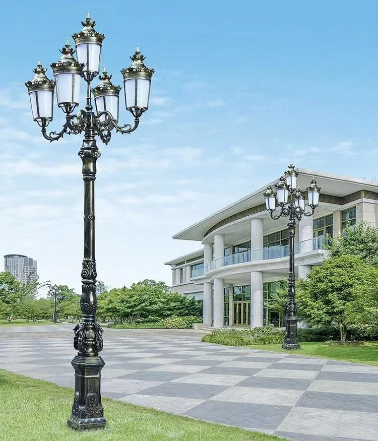 Профессиональное производство на открытом воздухе антикварный чугунный уличный столб светодиодный садовый фонарь