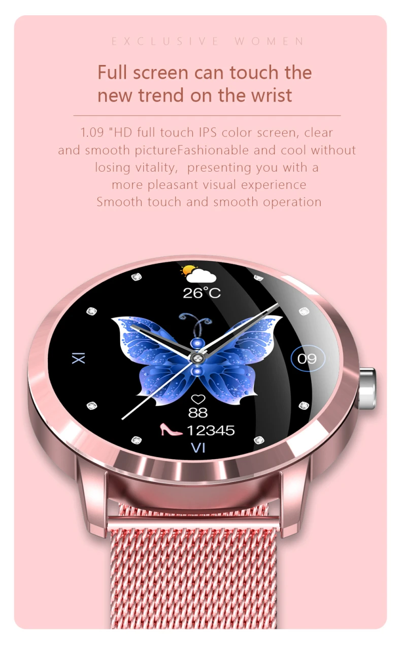 Steel Gold Smartwatch Q8L Blood Pressure Heart Rate Sport Smart Watch for Women Men Smartwatch (5).jpg
