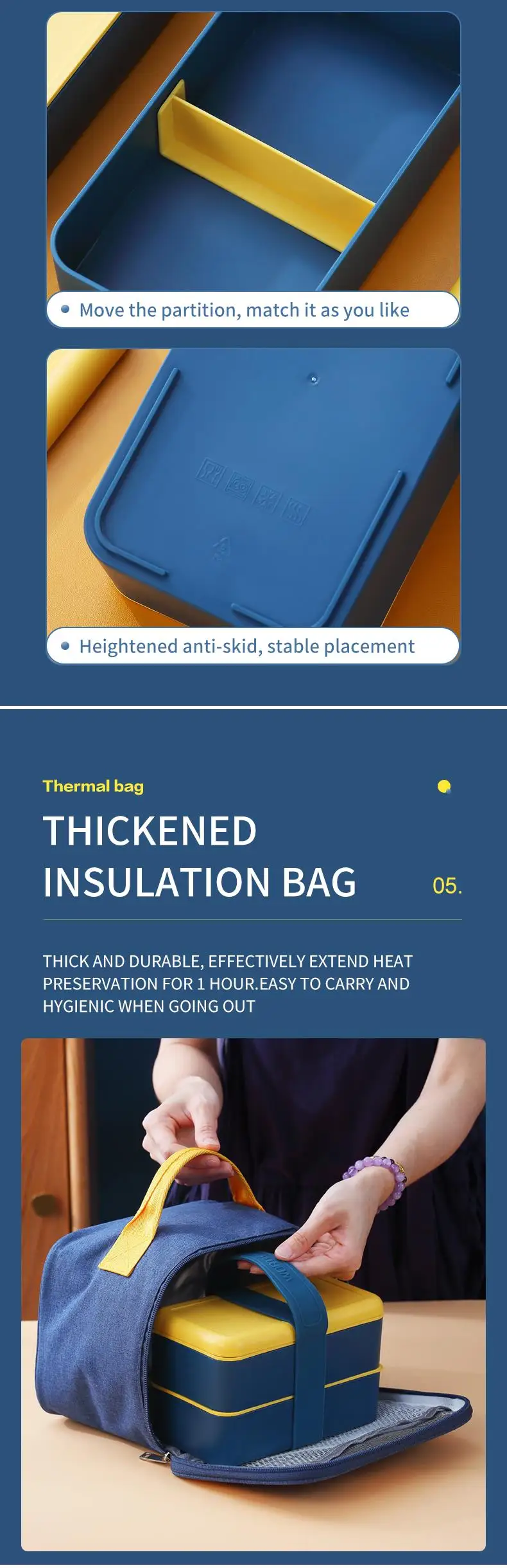 Worthbuy Microwave Bento Box Japanese Plastic Storage Container