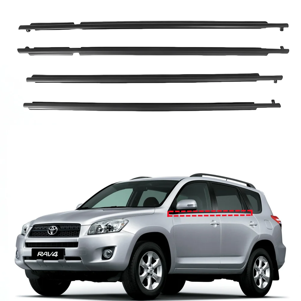 thumbnail image 2 of Nurniacl 4PCS Window Weatherstrip Belt Outer For Toyota RAV4 2006-2008 - Black Rubber 2 of 4