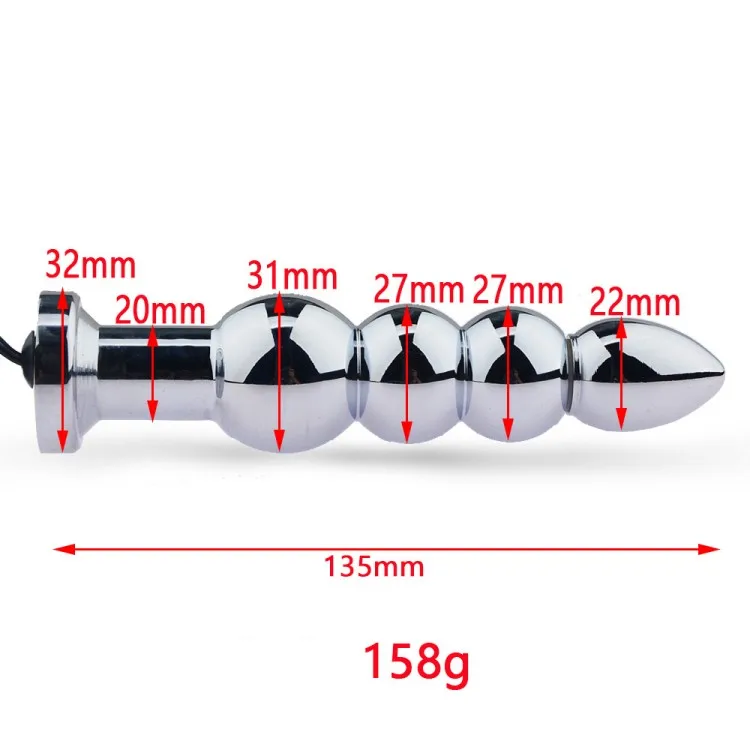 Bi-Polar Electro Shock Small to Huge Anal Beads Metal Prostate Electrical Stimulator G-Spot Toy Anal Butt Plug Sex Toy