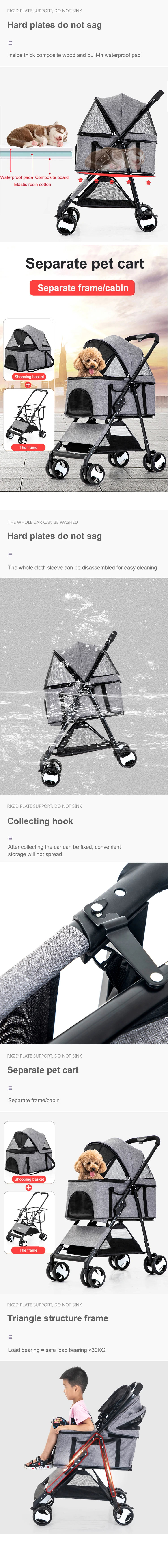 High Quality Folding Four wheeled Travel Carrier Carriage Pet Stroller For Dogs And Cat