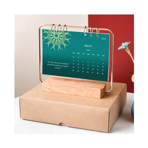 Business Gift Set Moslim Standing Flip Table Desk Calendar Aesthetic Reusable Arabic Wooden Stand Monthly 2026 Planner Calendars