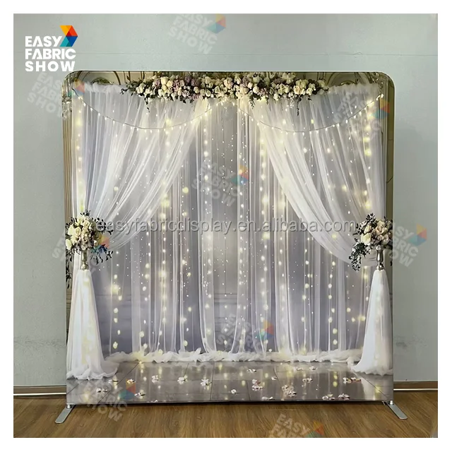 No Tool Assemble 8*8FT Straight Backdrop Stand for Tradeshow Display