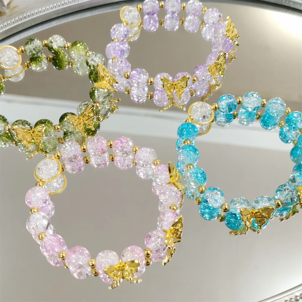 Butterfly Charm Beaded Bracelet Set For Women Oem Available