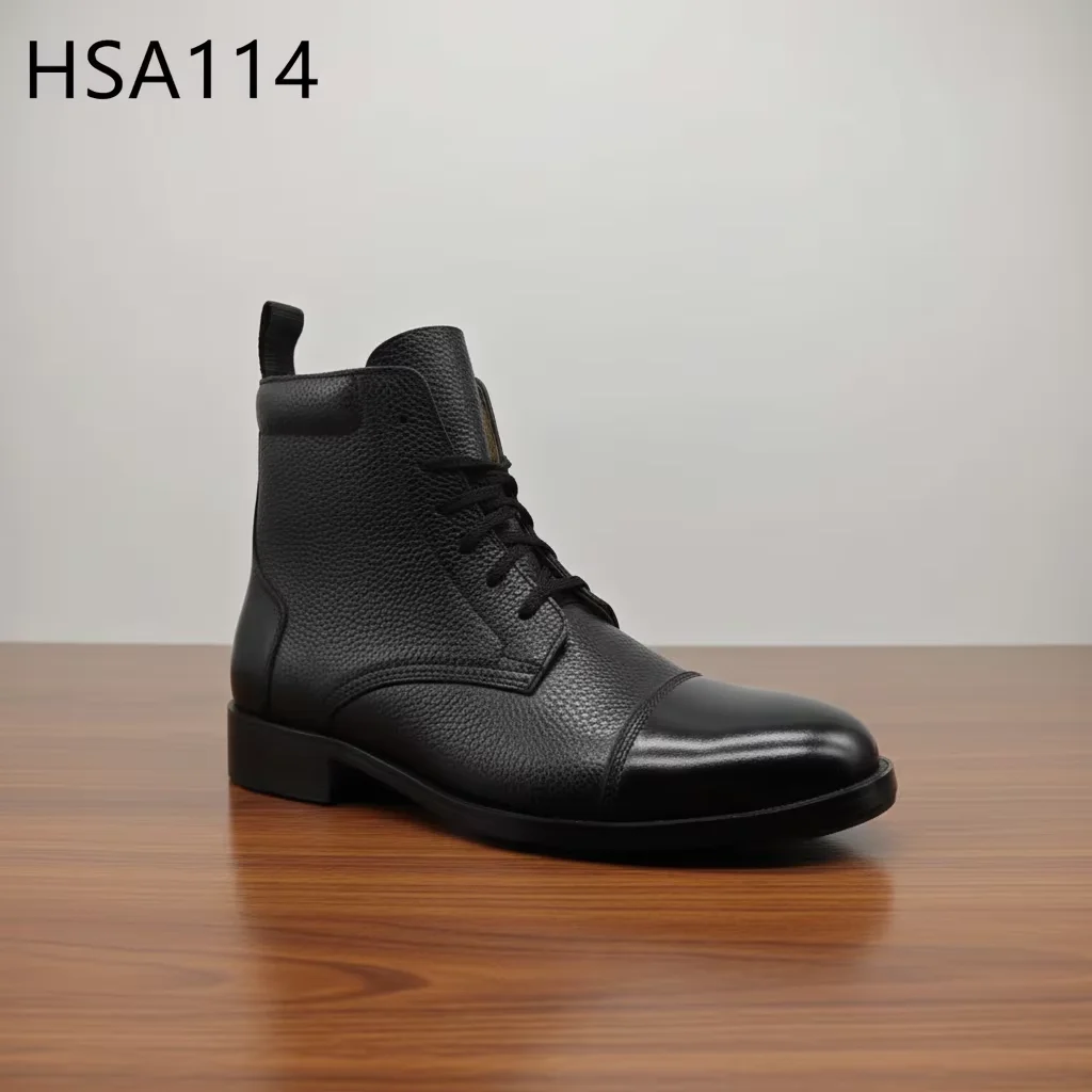 LXG, JAE rinkoje populiarūs pusiau aukšti odiniais padais ir nageliais aptraukti biuro batai, naujo produkto pristatymas, inovaciniai verslo batai, modelis HSA114