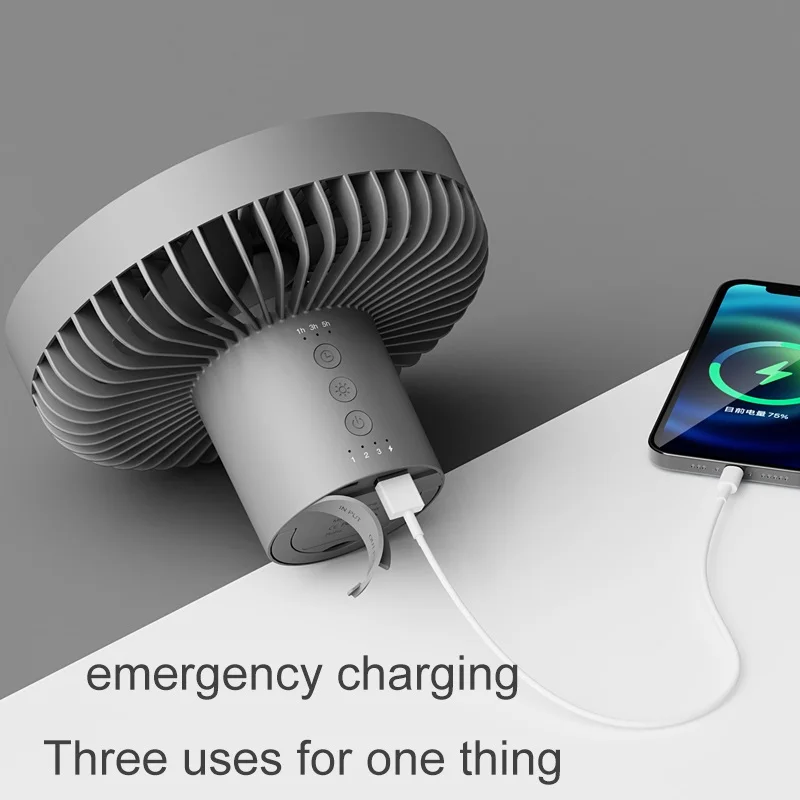 Charging Table Electric Fan with Power Bank Function Portable and Solar Rechargeable Fan Hot Selling 12 Inch Car White Gua