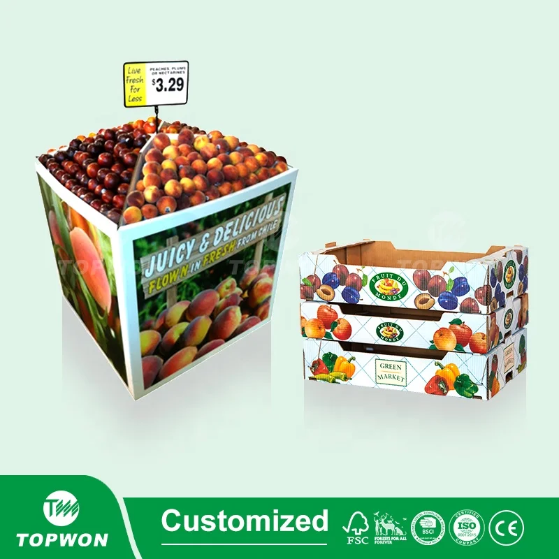 Corrugated Display Stand for Vegetable Seeds, Vegetable Seed Packet Cardboard Floor Display Stand
