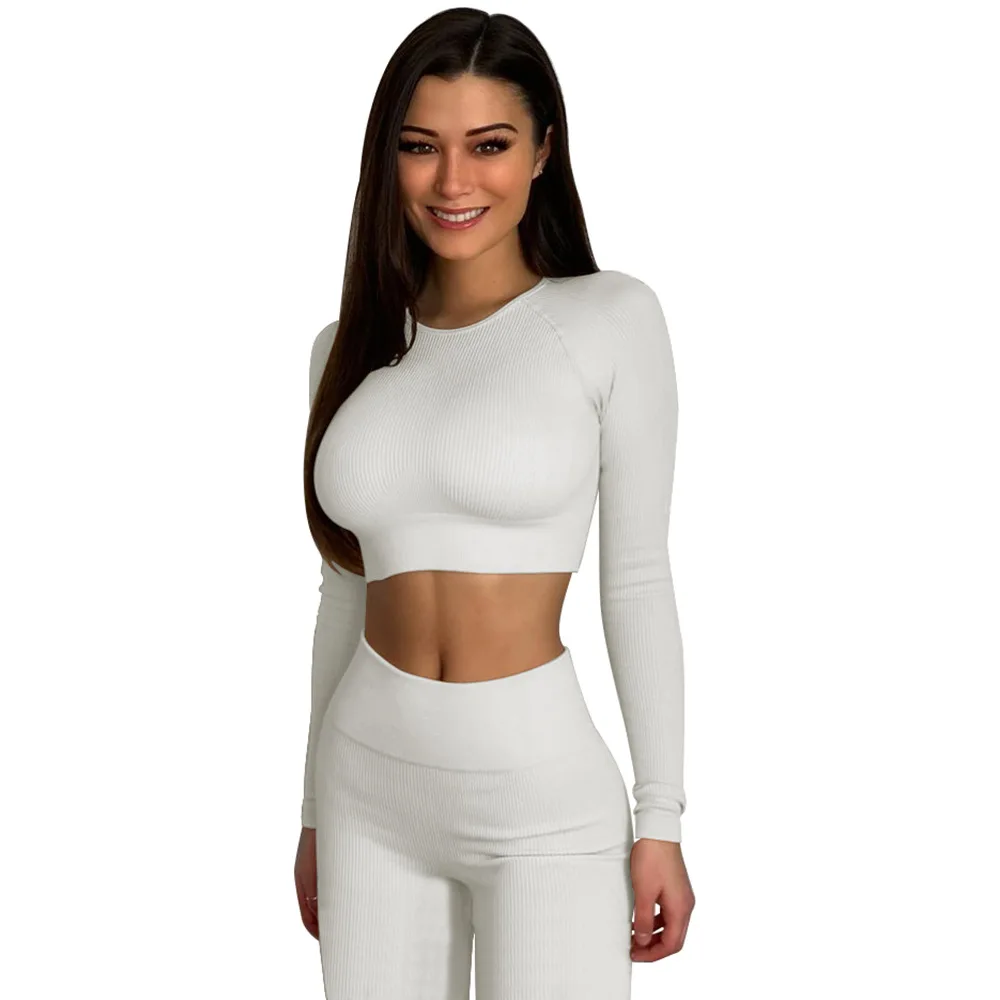 Ribbed Yoga Set Sportswear Women Suit