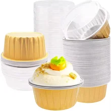 Thickened pudding foil cup with lid 590 ml sweetheart cake mould foil container