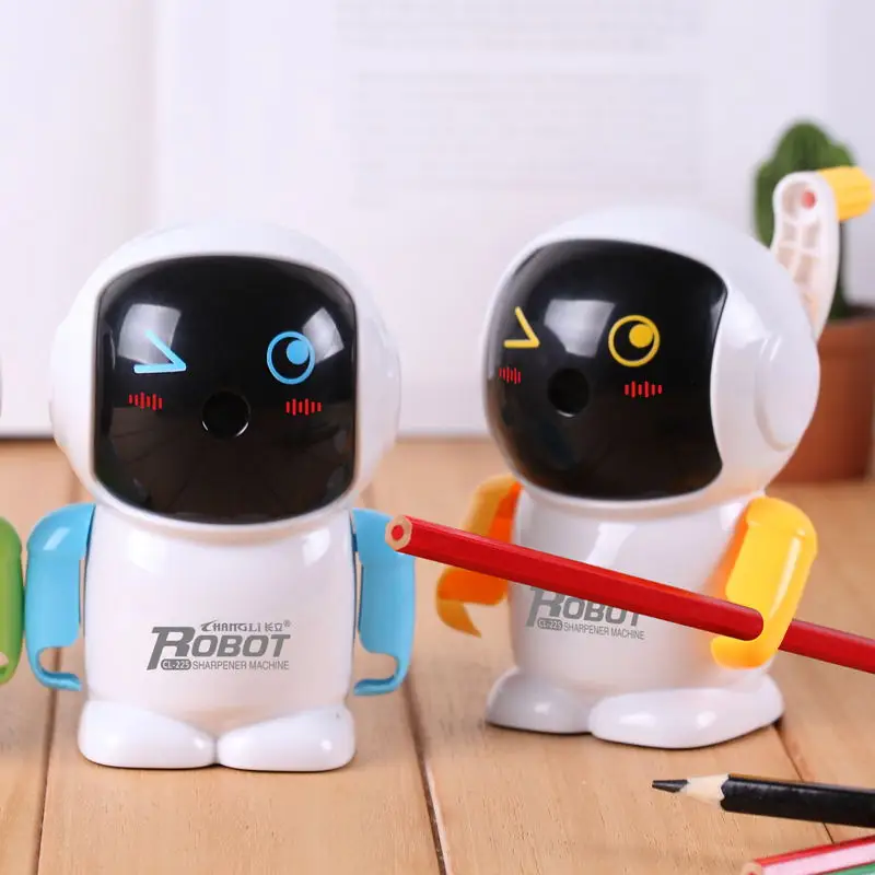 New  Funny Handheld cute cartoon robot  Shaped  Pencil Sharpener For Kids School Supplies