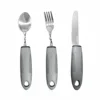 Grey three-piece set with small handle-straight steak fork spoon