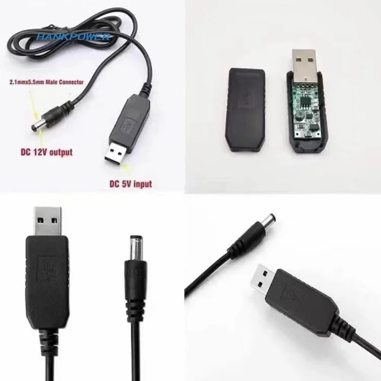 USB Power Boost Cord DC 5V to DC 5V / 9V / 12V Step up Module USB Converter Adapter Cable 2.1x5.5mm