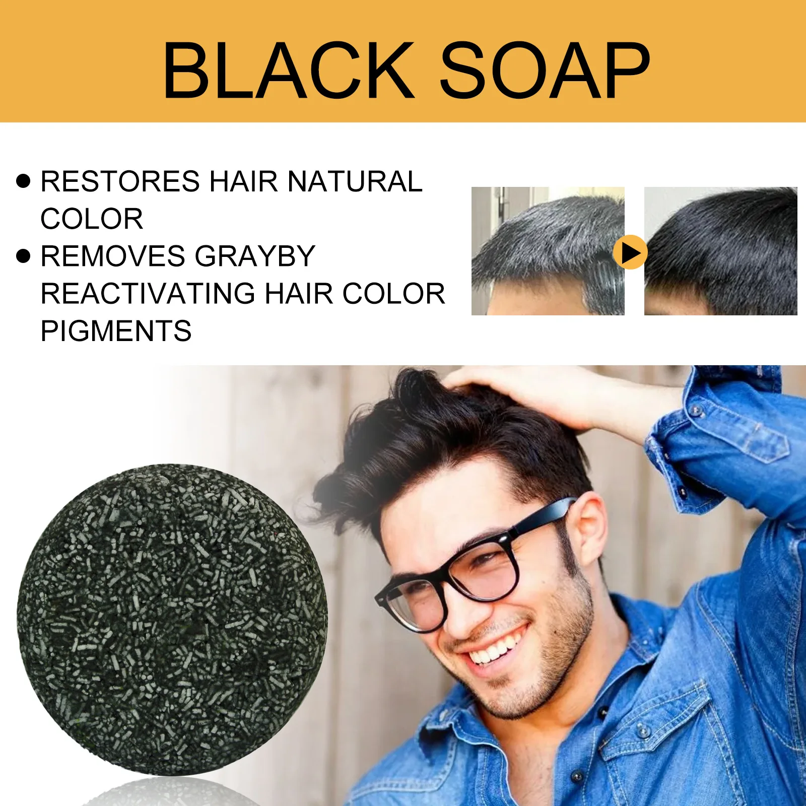 Jaysuing Hair Darkening Shampoo Soap Cover Grey Natural Polygonum ...