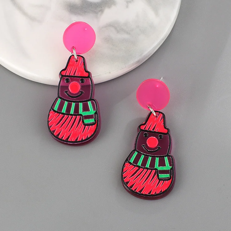 Free sample wholesale Halloween funny styles plastic earrings Christmas horror personality custom acrylic earring details