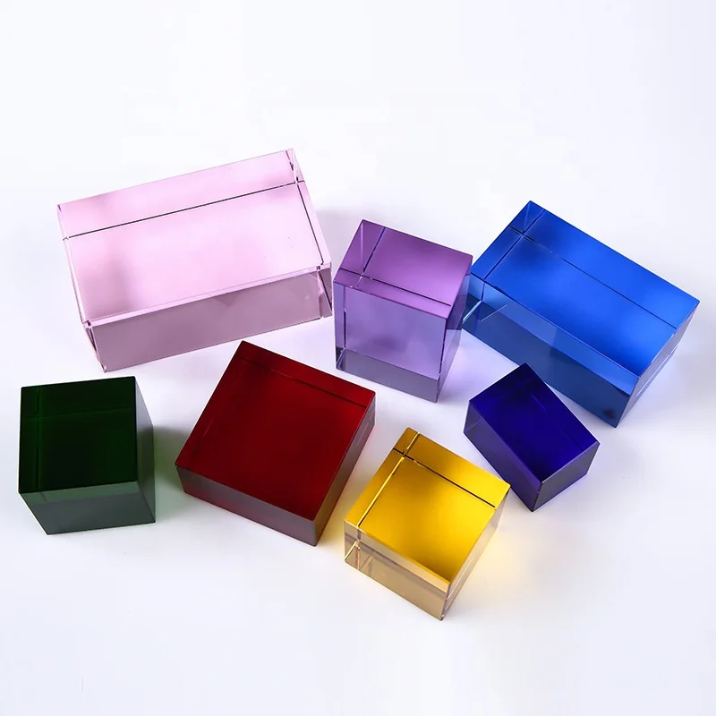 Factory Personalized Polished Crystal Cube Brick 3D Laser Engraved Photo Frame Plate Customizable Cylinder Glass Block Craft
