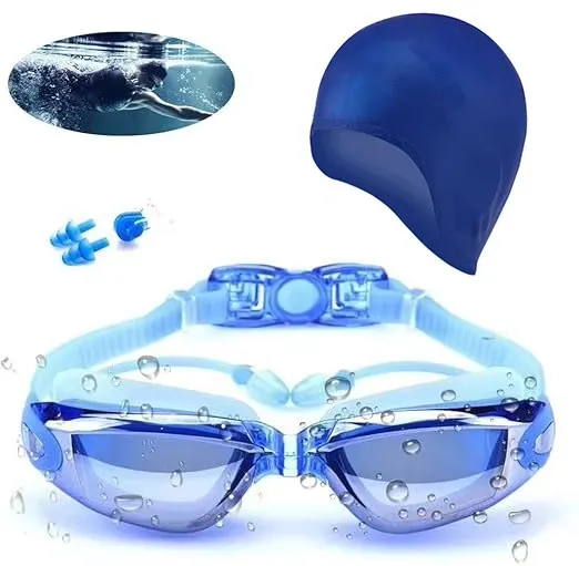 Lunettes de natation étanche anti-buée avec bouchons et bonnet_voghion.com
