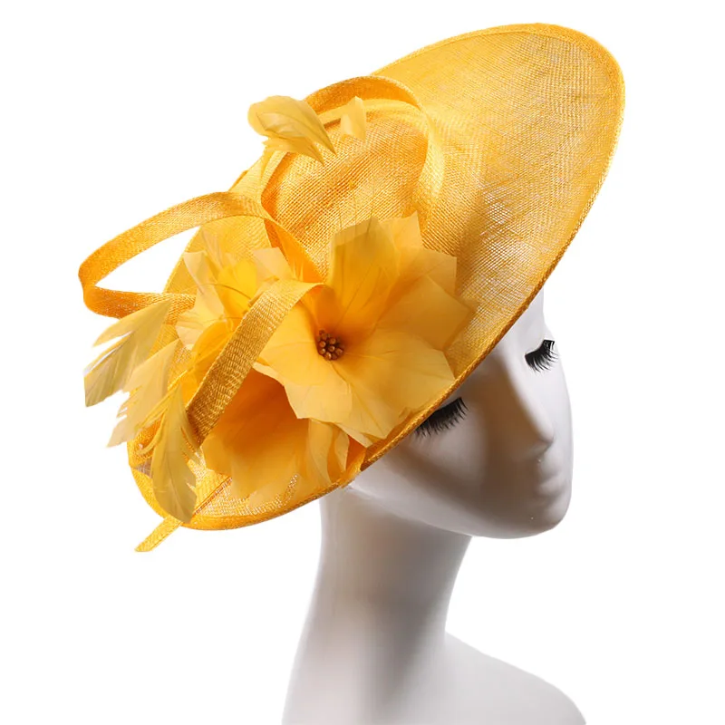 Fascinator Church Derby Hat Pillbox Hats Yellow Yellow Mini Pillbox Fascinator Hat for Races, Kentucky Derby  main image 3